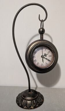 Vintage Style Metal Hanging Pocket Watch Table Clock Distressed Desk Decor